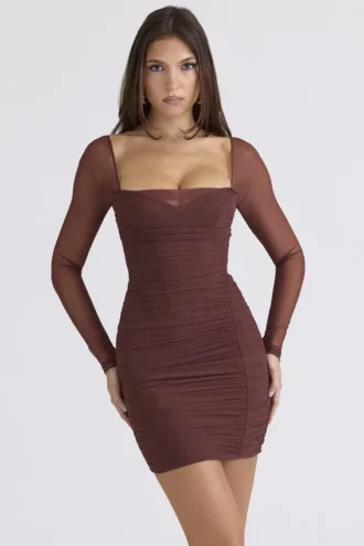 Robe à manches longues en maille Anouk Mocha
