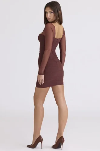 Robe à manches longues en maille Anouk Mocha