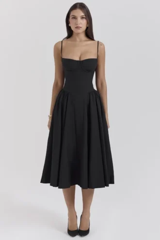 Robe midi corset noire Samaria