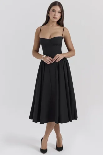 Robe midi corset noire Samaria
