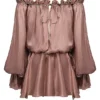 Robe à épaules dénudées Chaya couleur noisette
