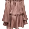 Robe à épaules dénudées Chaya couleur noisette