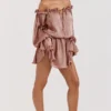 Robe à épaules dénudées Chaya couleur noisette