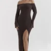 Robe à épaules dénudées en maille Lucena Espresso