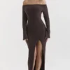 Robe à épaules dénudées en maille Lucena Espresso