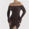 Robe à épaules dénudées en maille Lucena Espresso