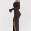 Robe à épaules dénudées en maille Lucena Espresso