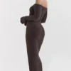 Robe à épaules dénudées en maille Lucena Espresso