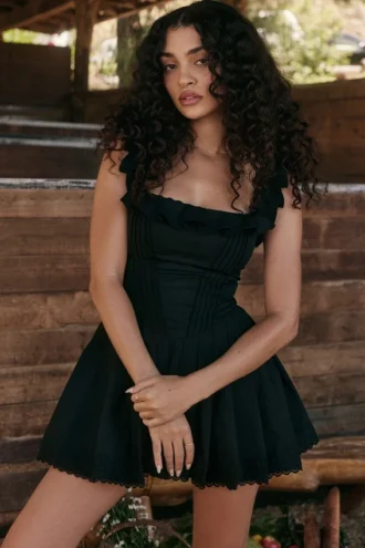 Robe plissée à plis creux Jemima noire